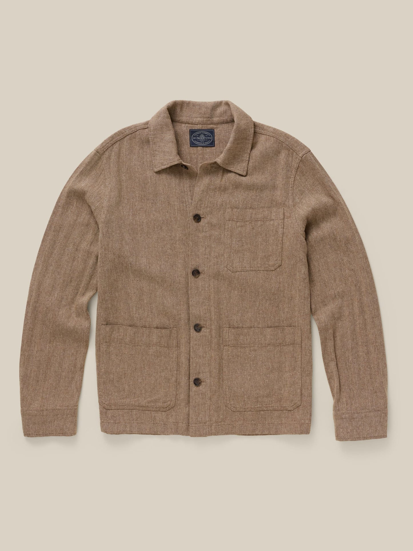 Herringbone Studio Jacket - Khaki Herringbone
