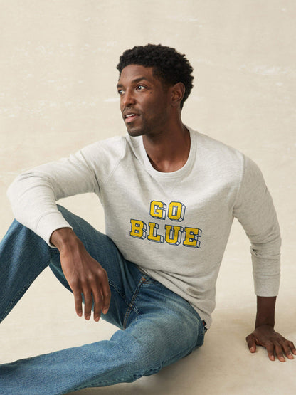 University of Michigan Sunwashed Organic Crew - Light Grey Heather