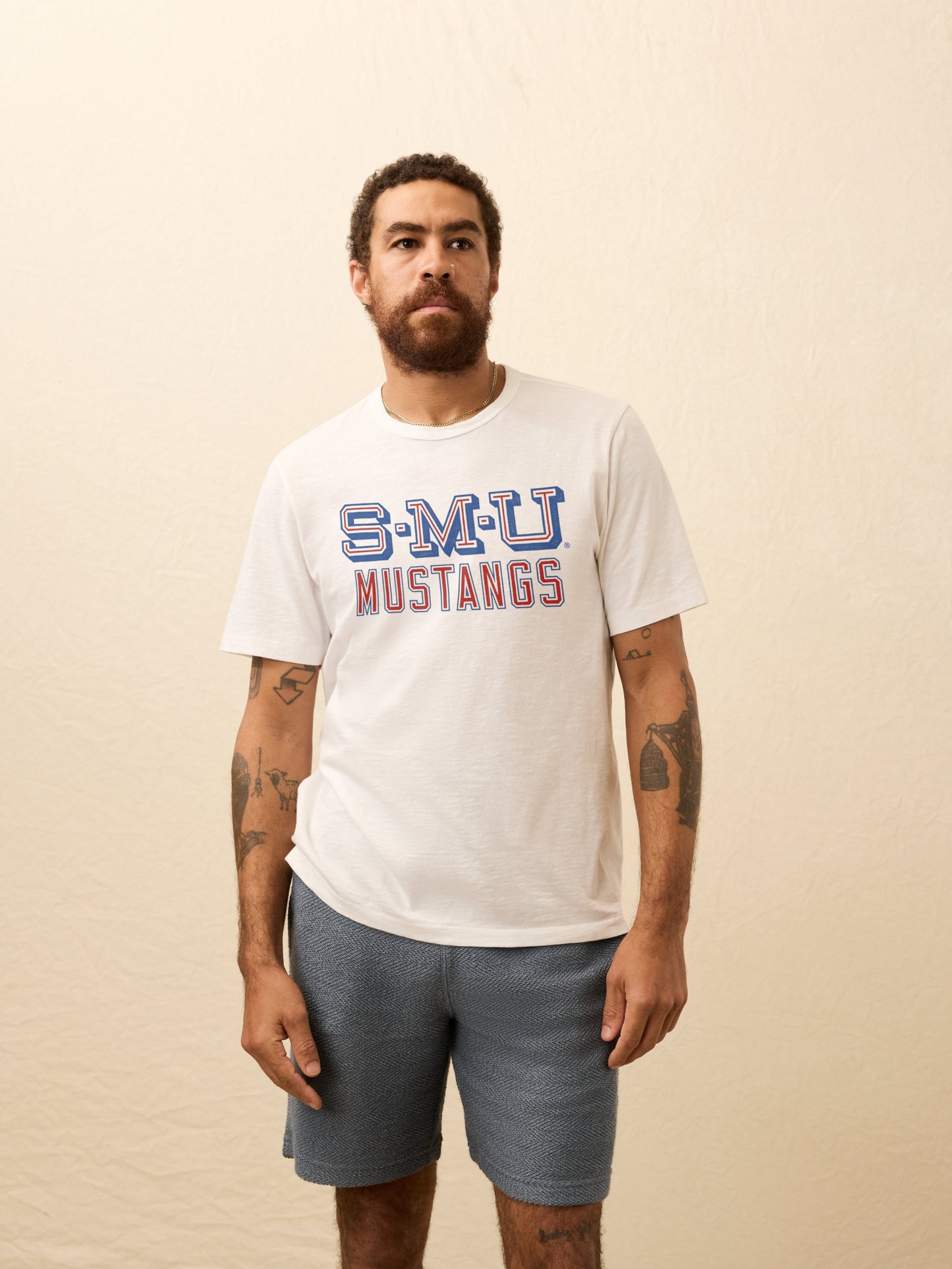 Southern Methodist University Sunwashed Pocket Tee - White