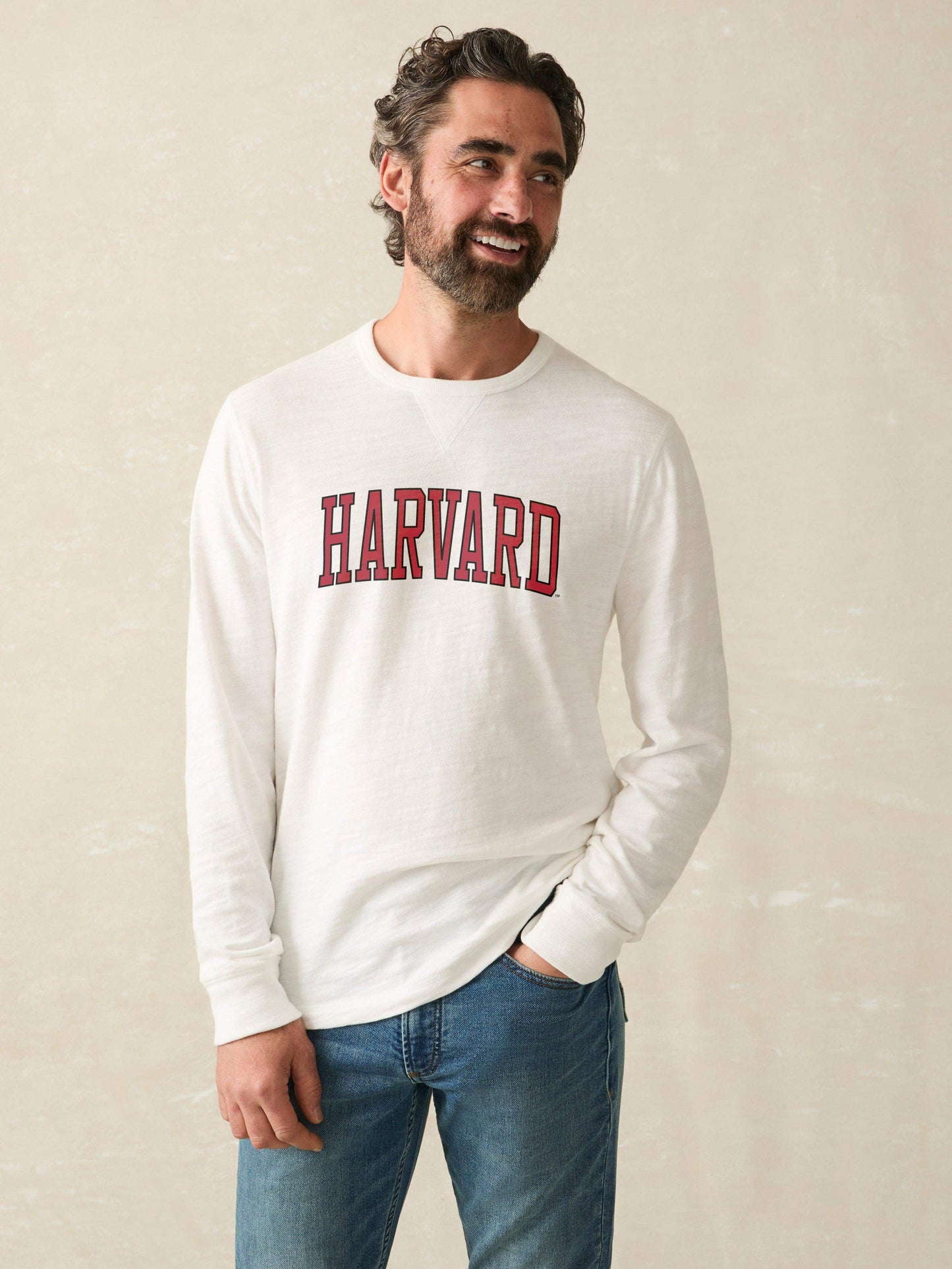 Harvard Sunwashed Organic Crew - White