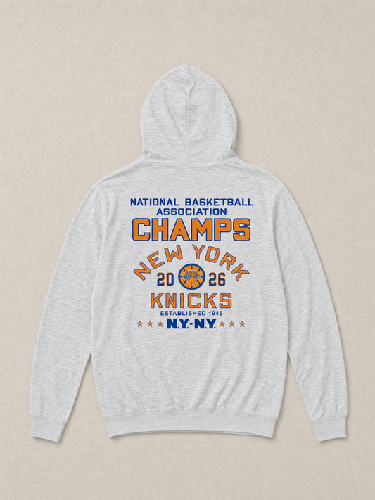 NY Knicks Sunwashed Organic Hoodie - Light Grey Heather
