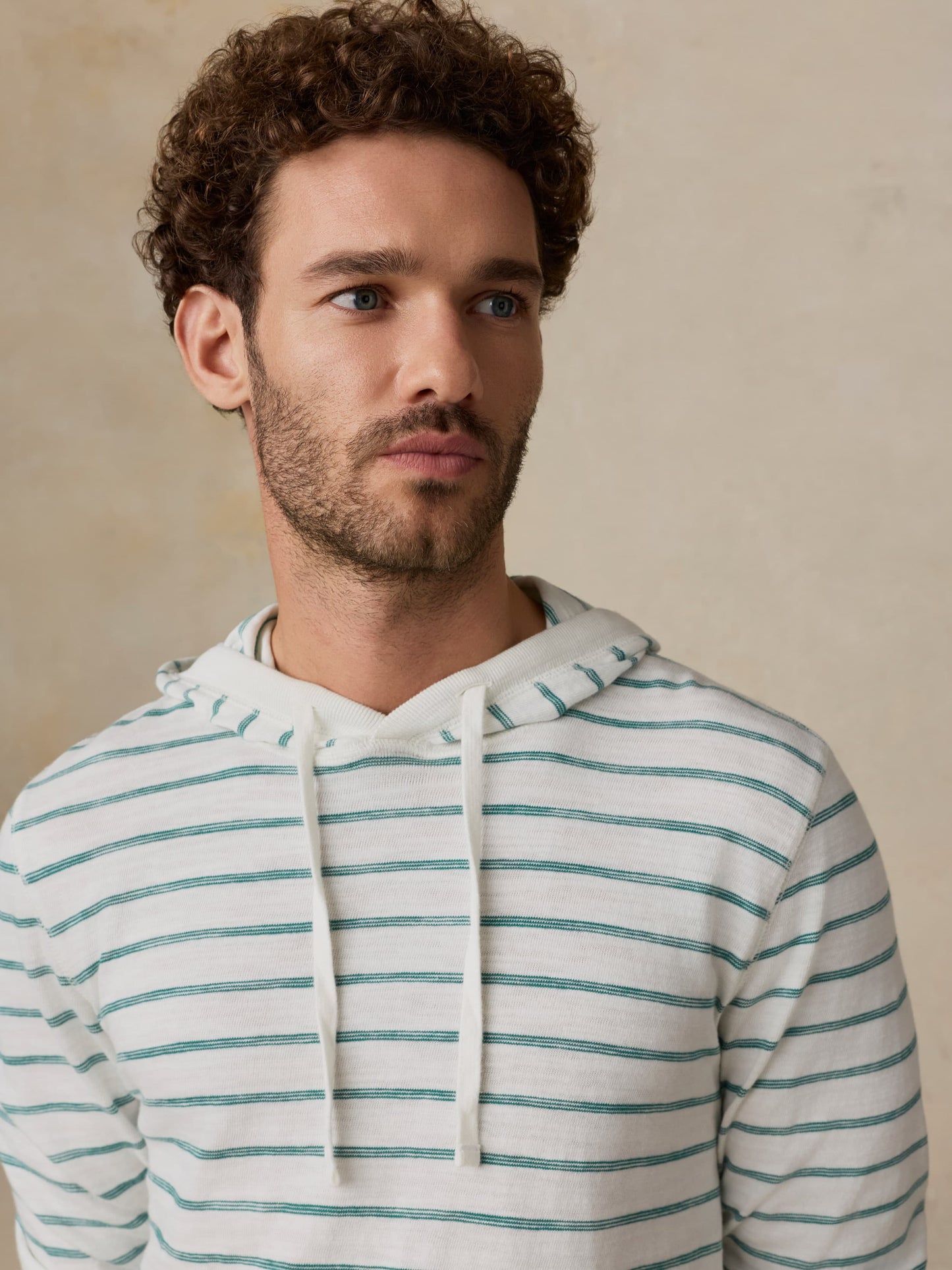 Sunwashed Organic Hoodie - White Biscayne Stripe
