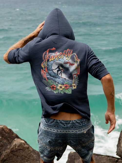 Sunwashed Organic Graphic Hoodie - Blue Nights