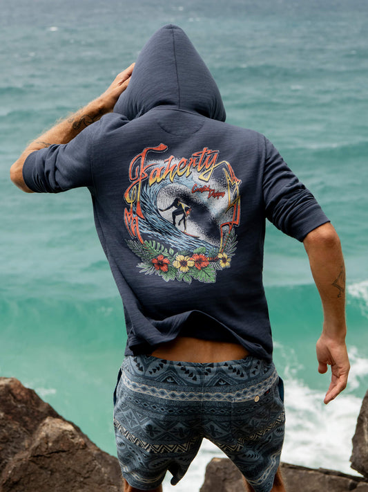 Sunwashed Organic Graphic Hoodie - Blue Nights
