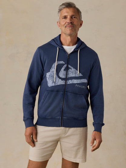 Faherty x Quiksilver Fleece Zip Hoodie - Abyss Navy