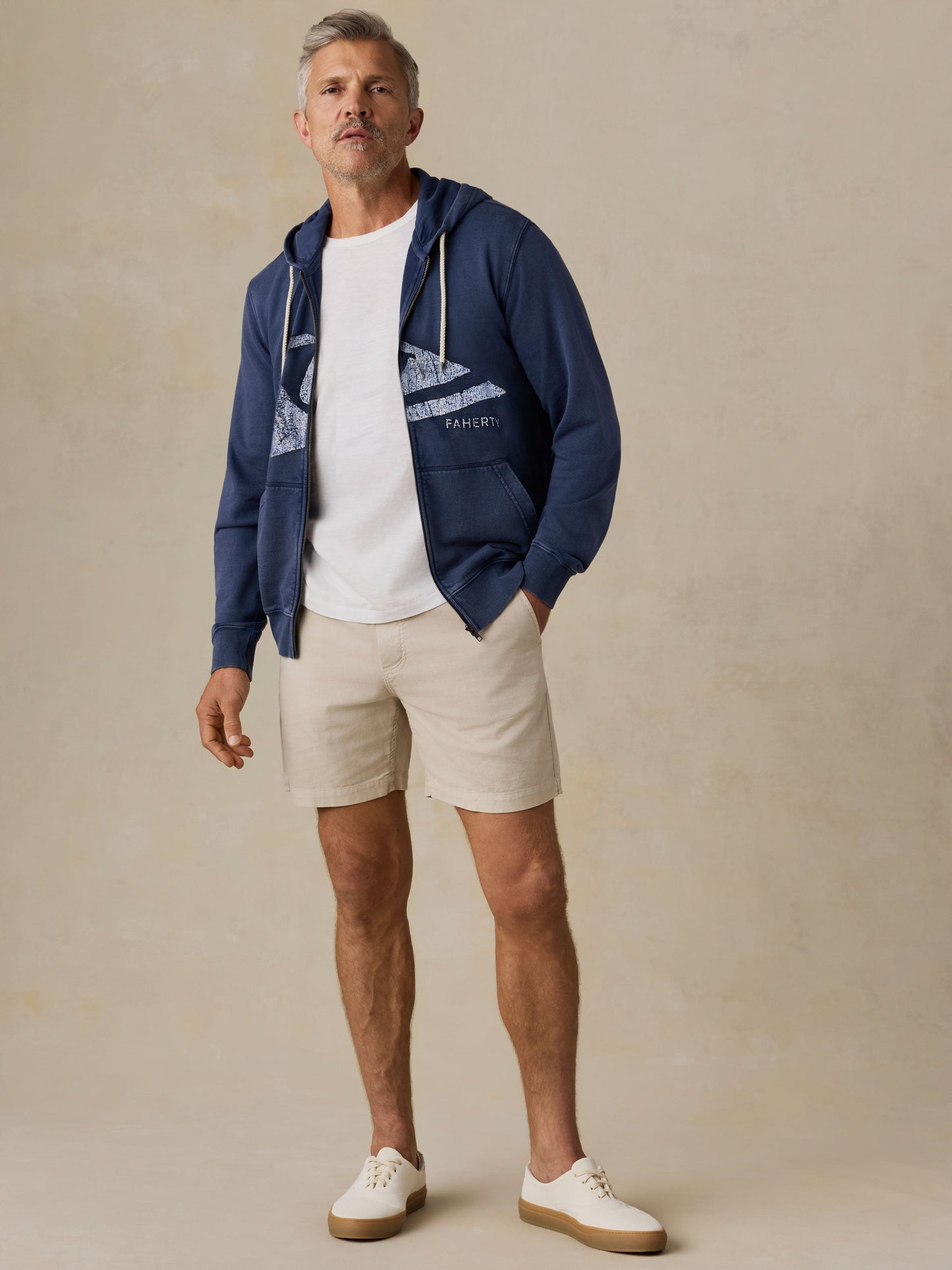 Faherty x Quiksilver Fleece Zip Hoodie - Abyss Navy