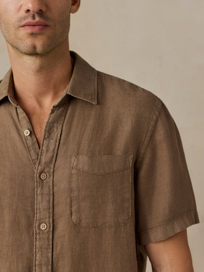 Short-Sleeve Palma Linen Shirt - Island Brown