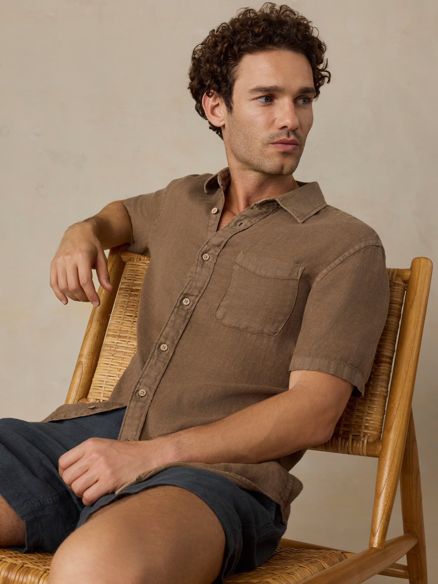 Short-Sleeve Palma Linen Shirt - Island Brown