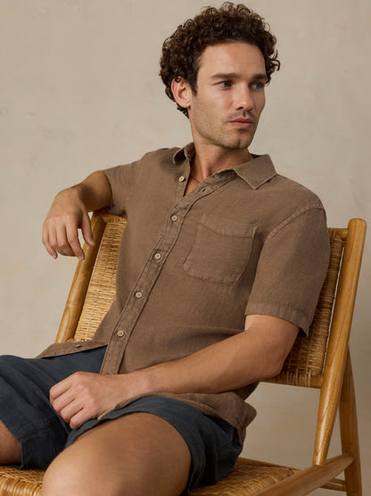 Short-Sleeve Palma Linen Shirt - Island Brown