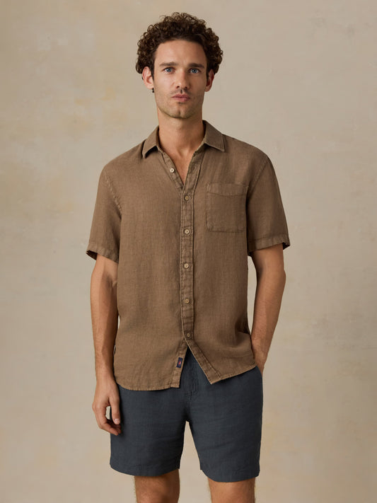 Short-Sleeve Palma Linen Shirt - Island Brown