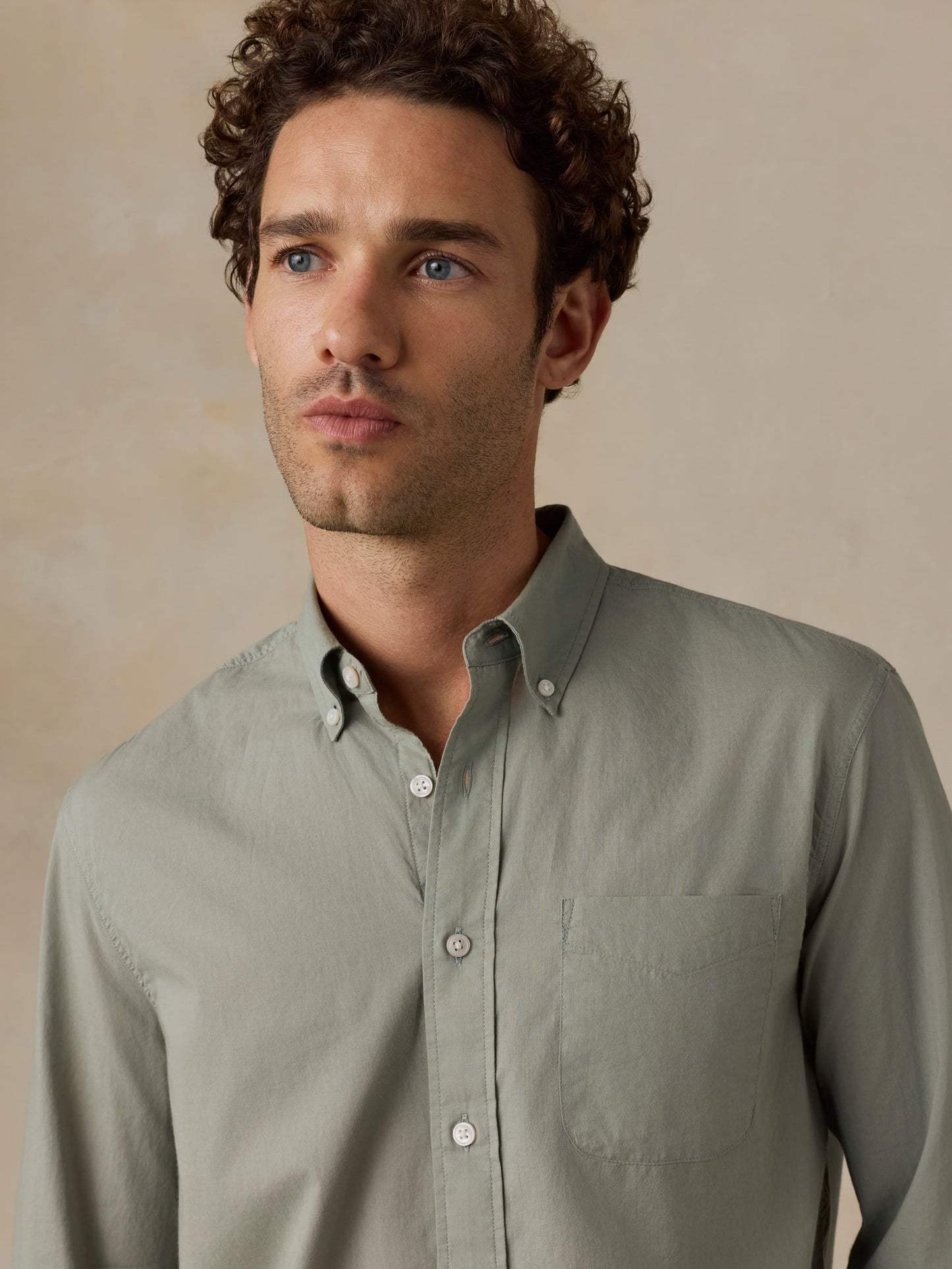Long-Sleeve Weightless Cotton Shirt - Coastal Sage