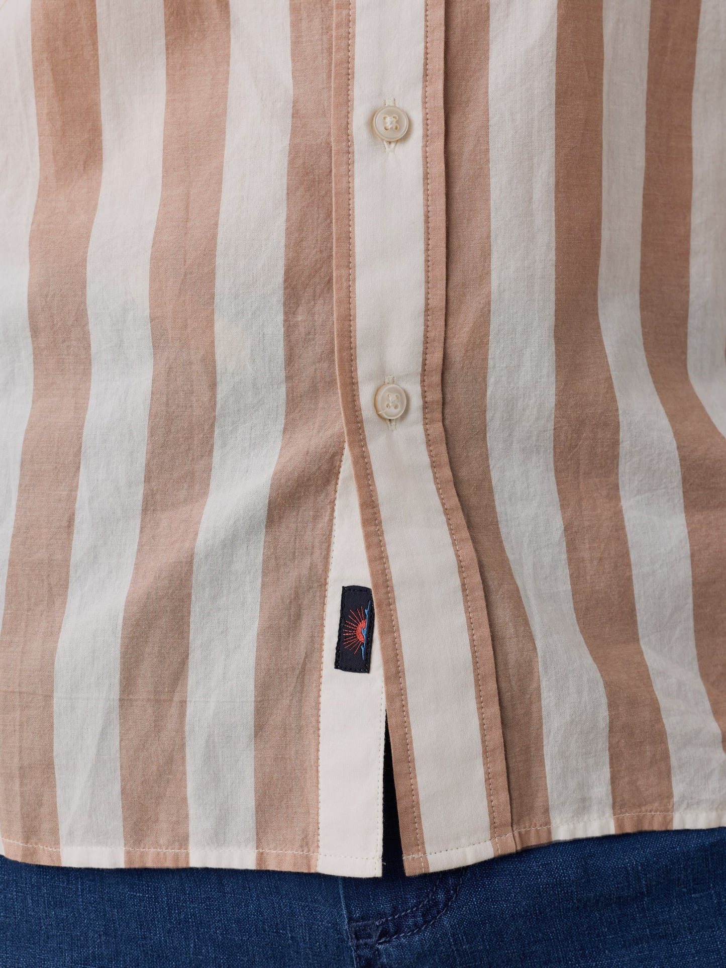 Long-Sleeve Weightless Cotton Shirt - White Clay Stripe
