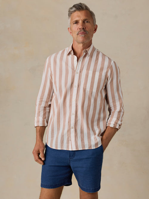 Long-Sleeve Weightless Cotton Shirt - White Clay Stripe
