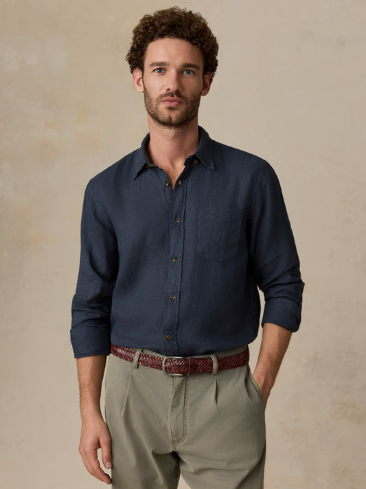 Sunwashed Linen Shirt - Navy Bay