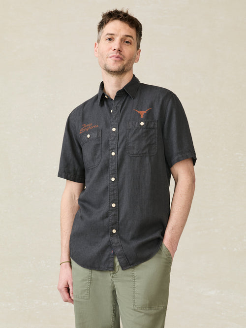 University of Texas Short-Sleeve Tried & True Chambray Shirt - Durango Black
