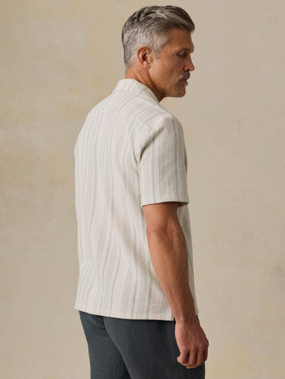 Short-Sleeve Oasis Camp Shirt - Sage Beach Stripe
