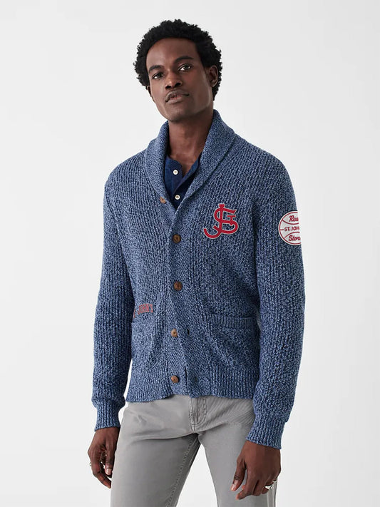 St. John's Marled Cotton Cardigan - Navy Night Marl