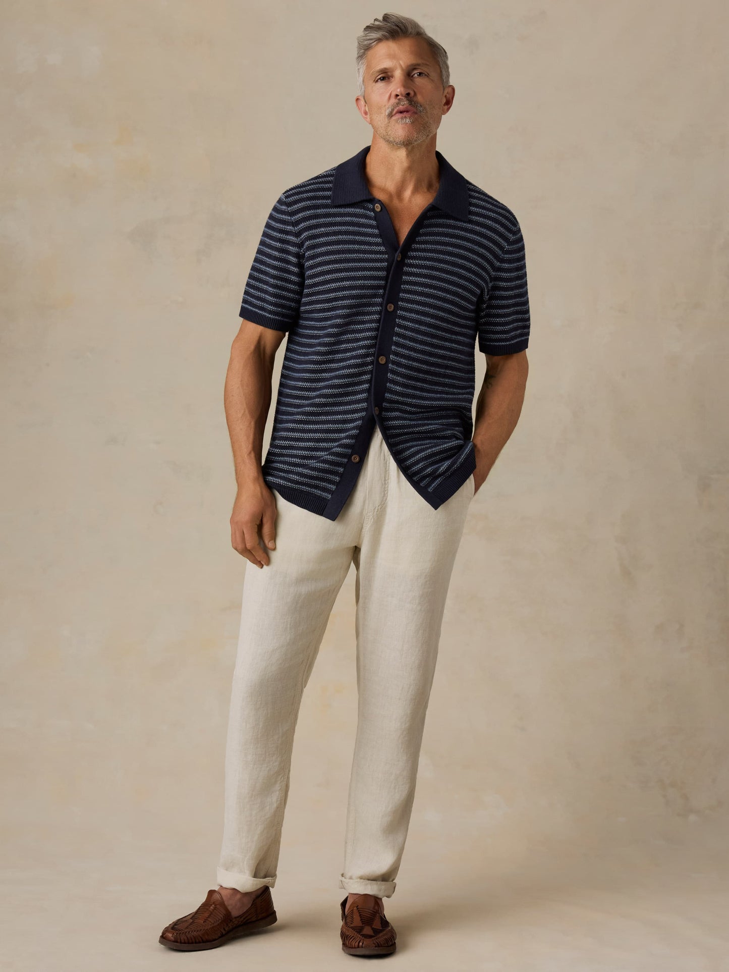 Short-Sleeve Sweater Shirt - Northern Depths Stripe