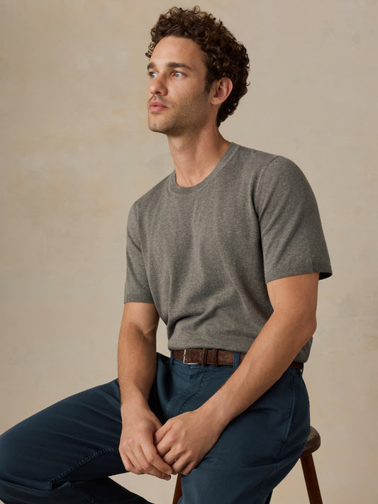 Short-Sleeve Sweater Tee - Olive Range Melange