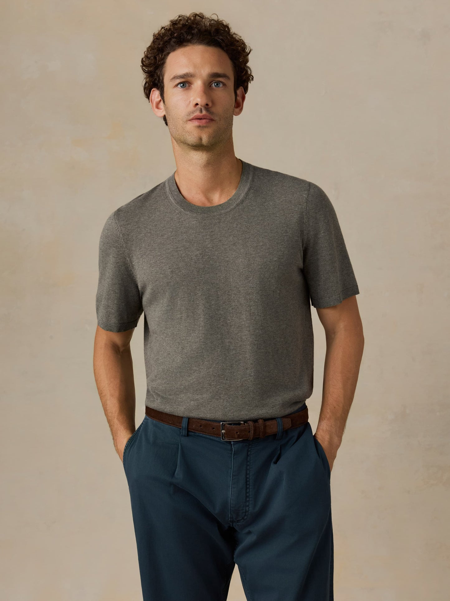 Short-Sleeve Sweater Tee - Olive Range Melange
