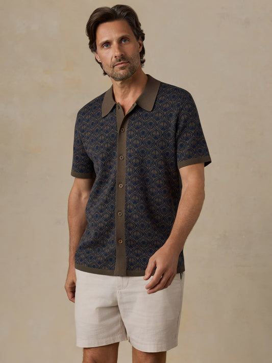 Short-Sleeve Sweater Shirt - Inland Palm Mosaic