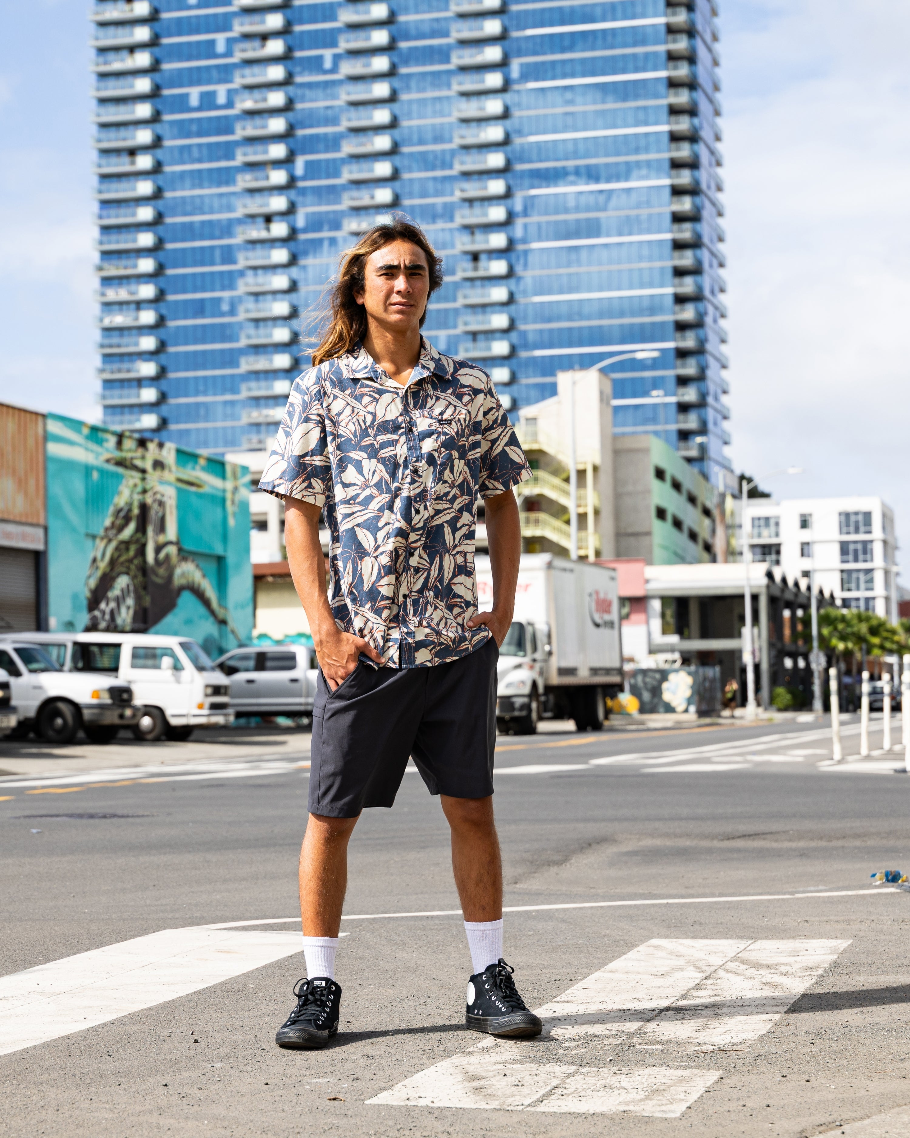 Cantina Classic Short Sleeve Cotton Shirt - Dark Denim