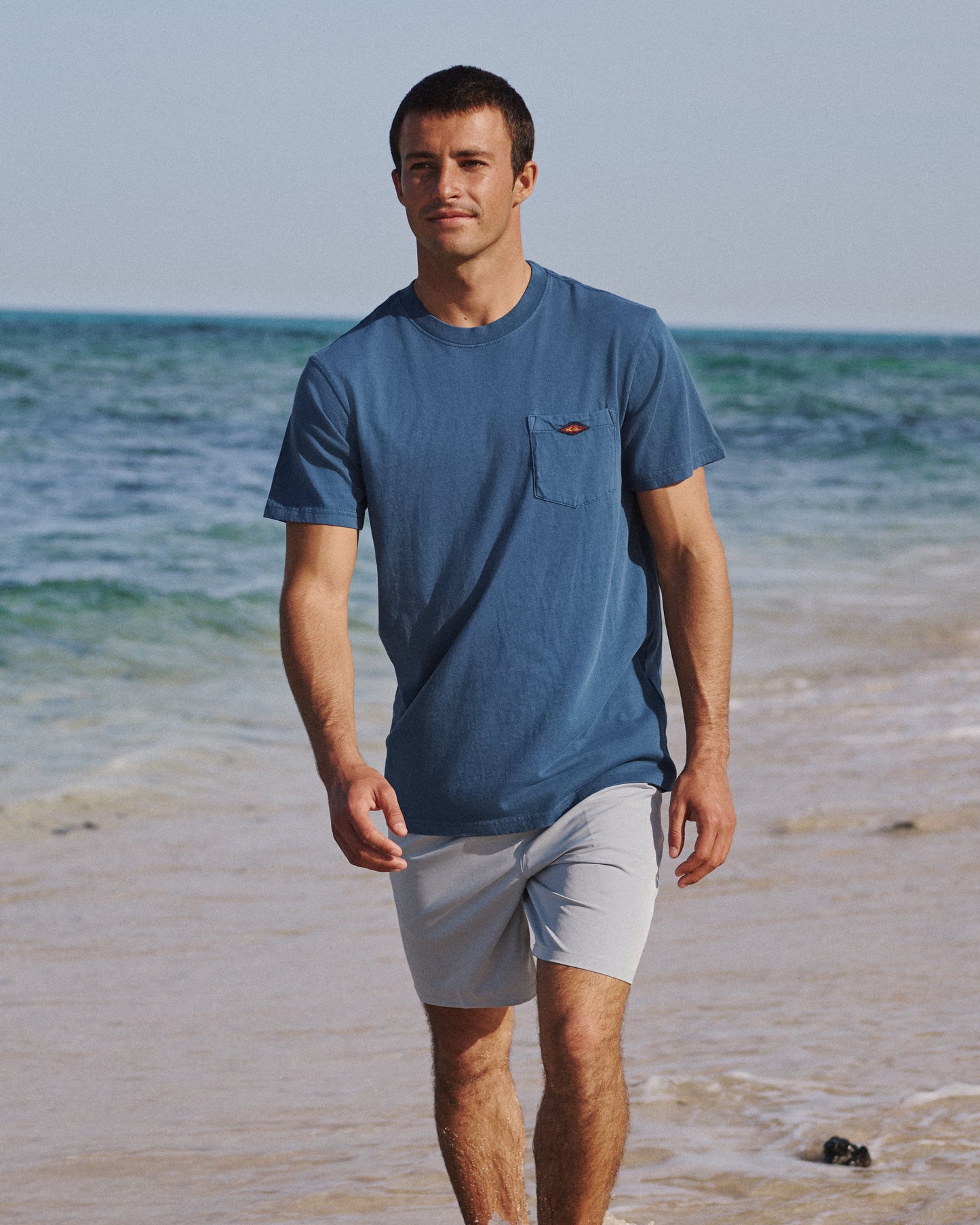 Saltwater Pigment-Dyed Short Sleeve Pocket Tee - Dark Denim