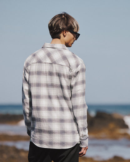 Breakwater Check Long Sleeve Flannel Shirt - Snow White