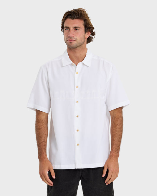 Tahiti Palms Men's Short Sleeve Woven Shirt - White