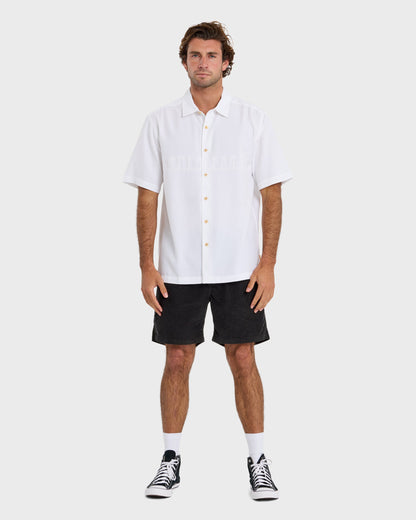 Tahiti Palms Men's Short Sleeve Woven Shirt - White