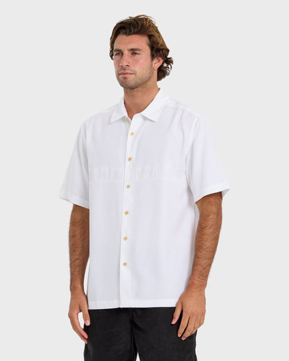 Tahiti Palms Men's Short Sleeve Woven Shirt - White