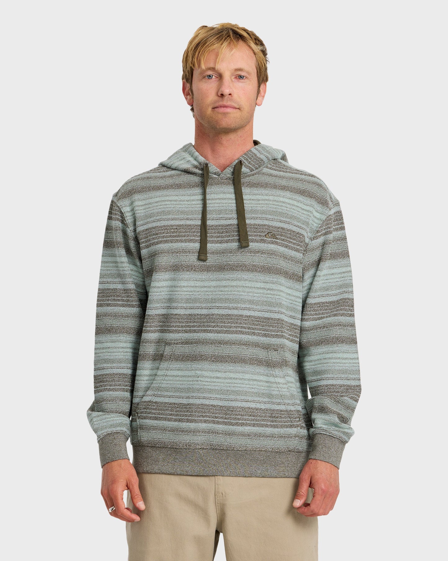 Great Otway Yarn-Dyed Stripe Pullover Hoodie - Grape Leaf