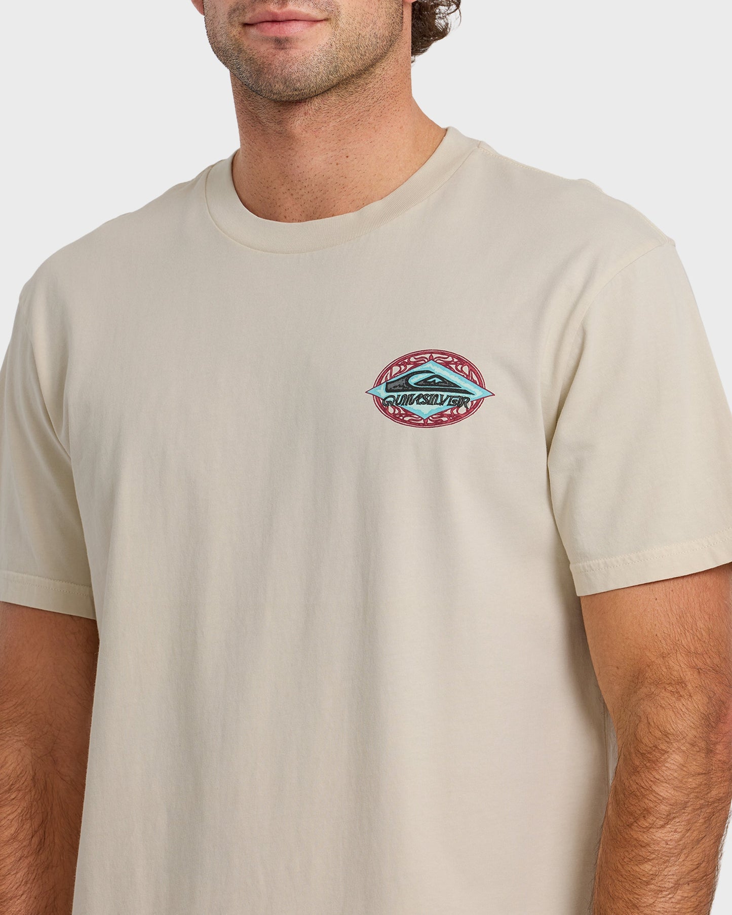 Foil Stamp Pigment-Dyed Short Sleeve T-Shirt - Silver Birch