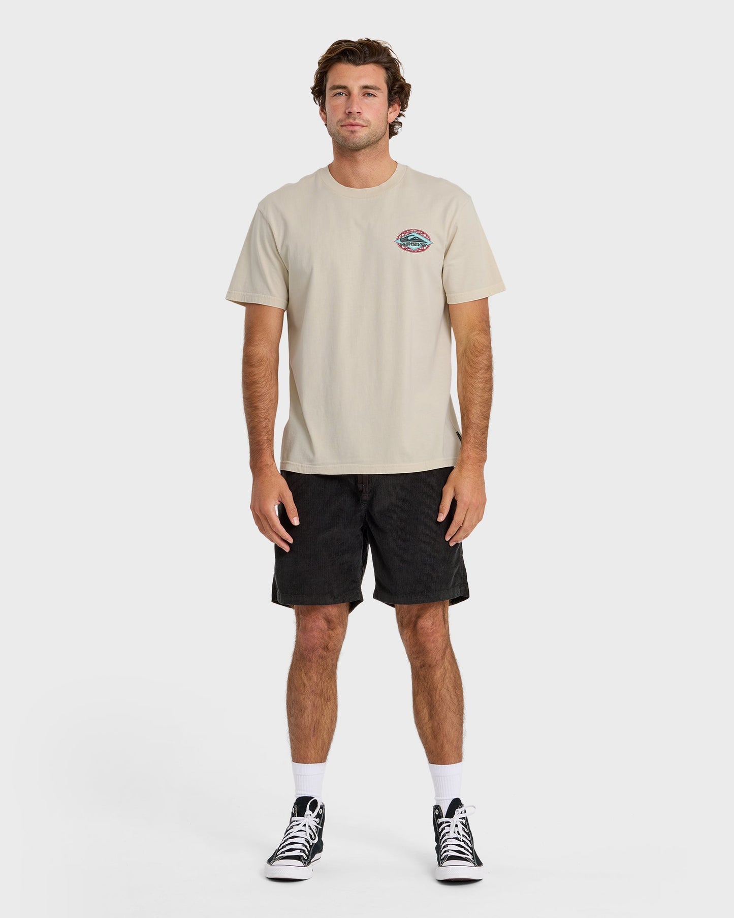 Foil Stamp Pigment-Dyed Short Sleeve T-Shirt - Silver Birch