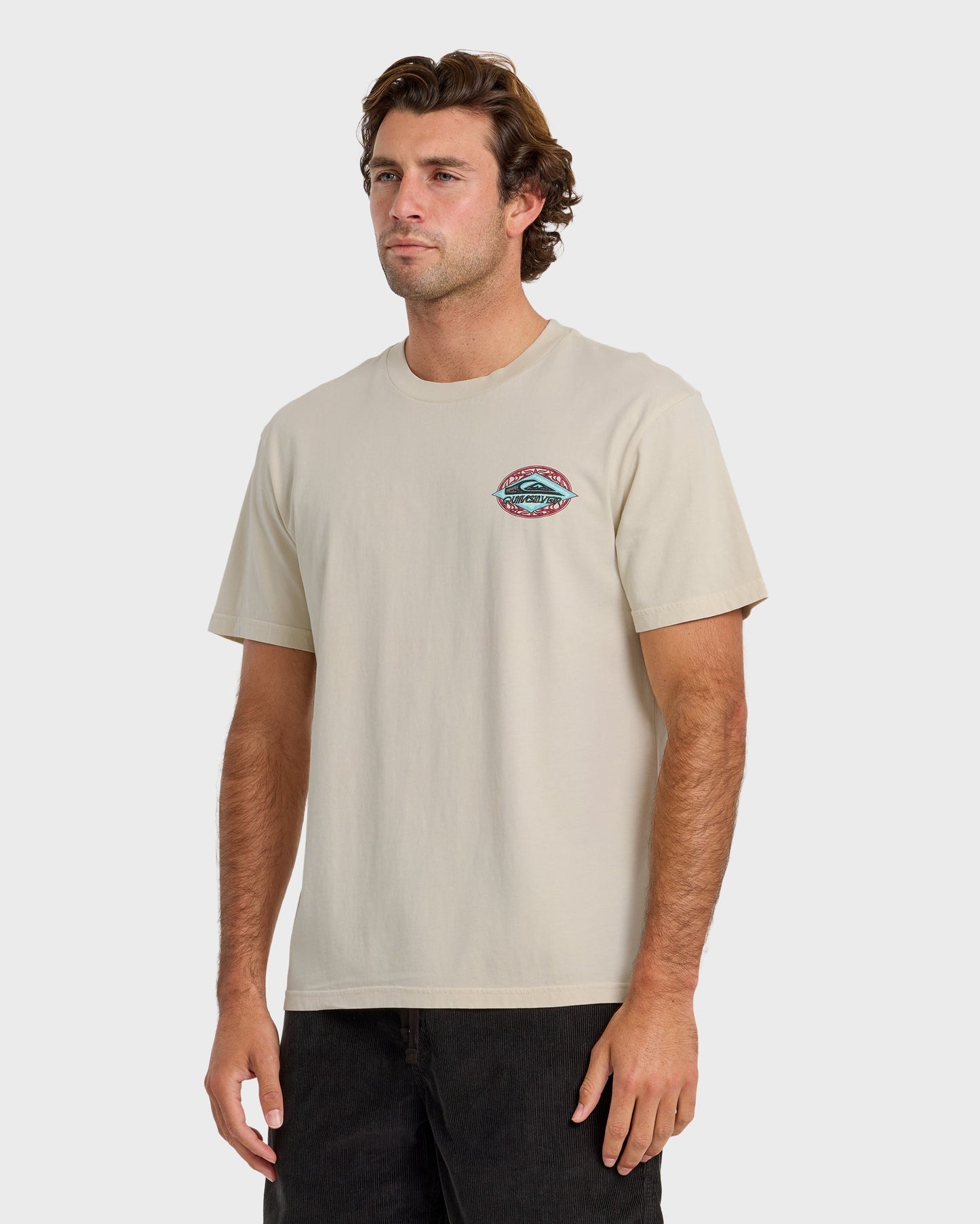 Foil Stamp Pigment-Dyed Short Sleeve T-Shirt - Silver Birch