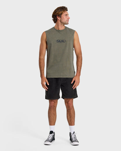 Blends Oversized Acid Wash Tank Top - Grape Leaf