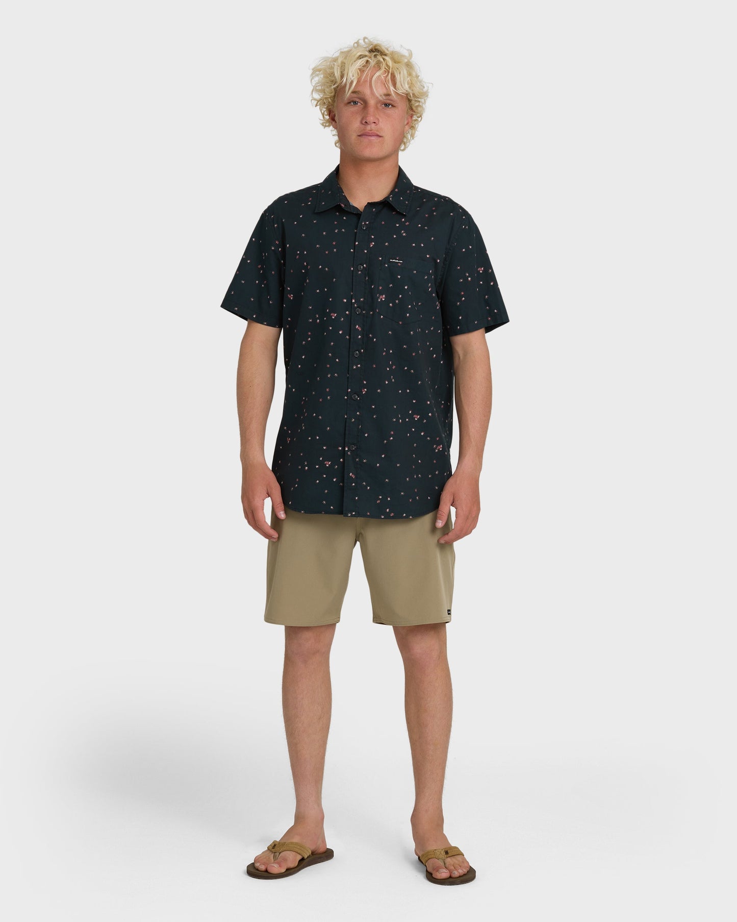 Ditsy Blossom Classic Short Sleeve Shirt - Anthracite