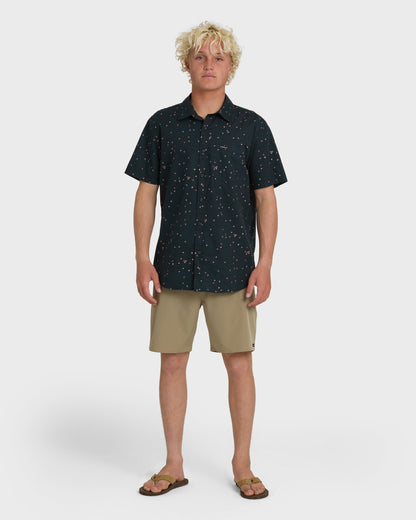 Ditsy Blossom Classic Short Sleeve Shirt - Anthracite