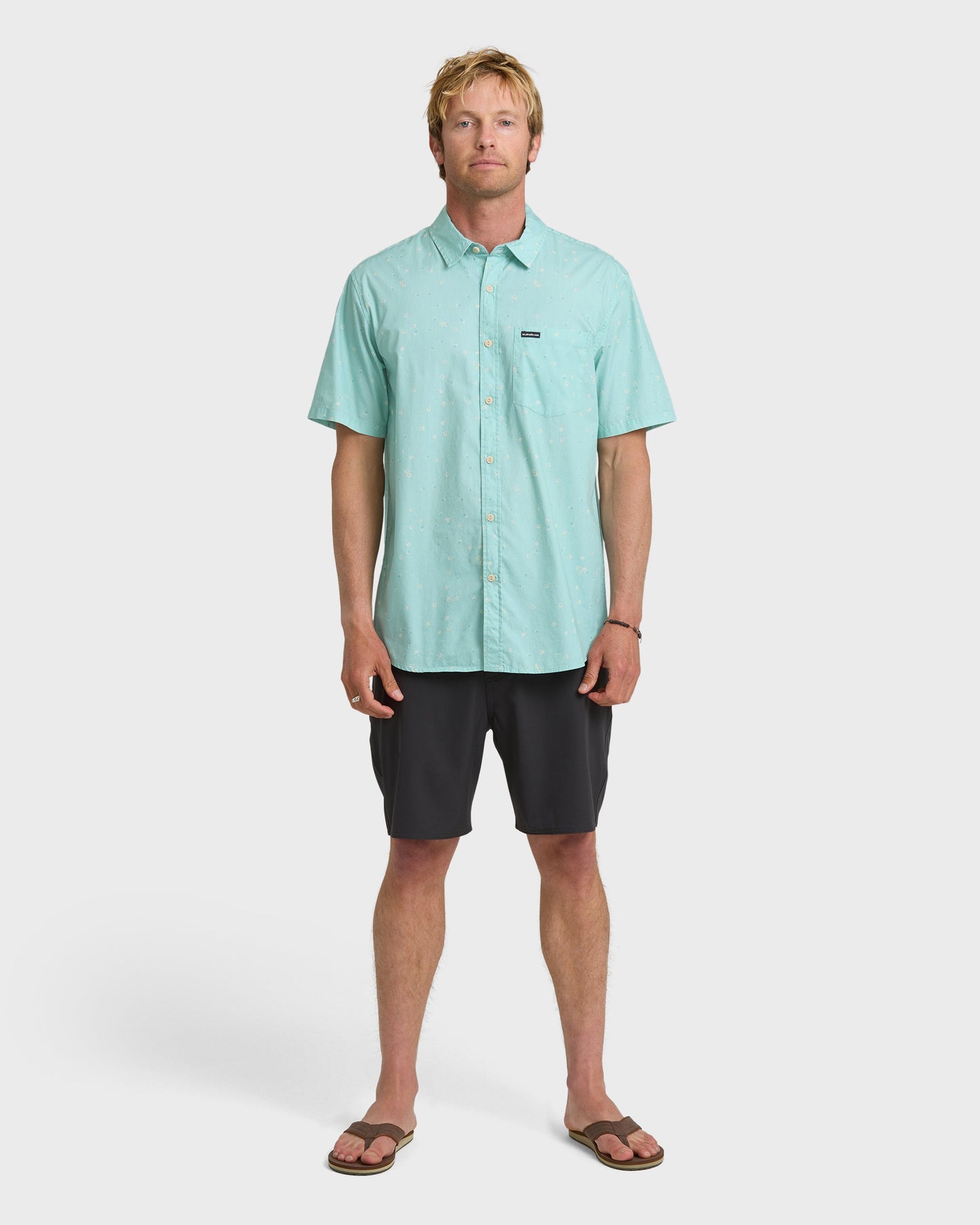 Ditsy Blossom Classic Short Sleeve Shirt - Blue Haze