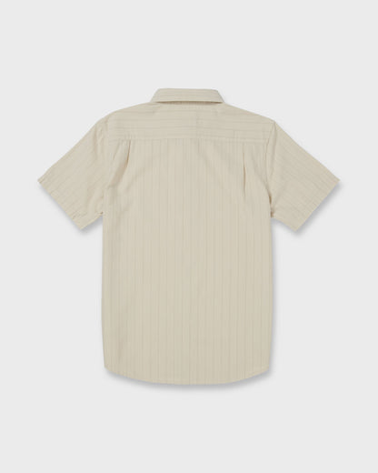 Dobby Stripe Classic Short Sleeve Shirt - Bone White