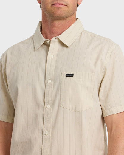 Dobby Stripe Classic Short Sleeve Shirt - Bone White