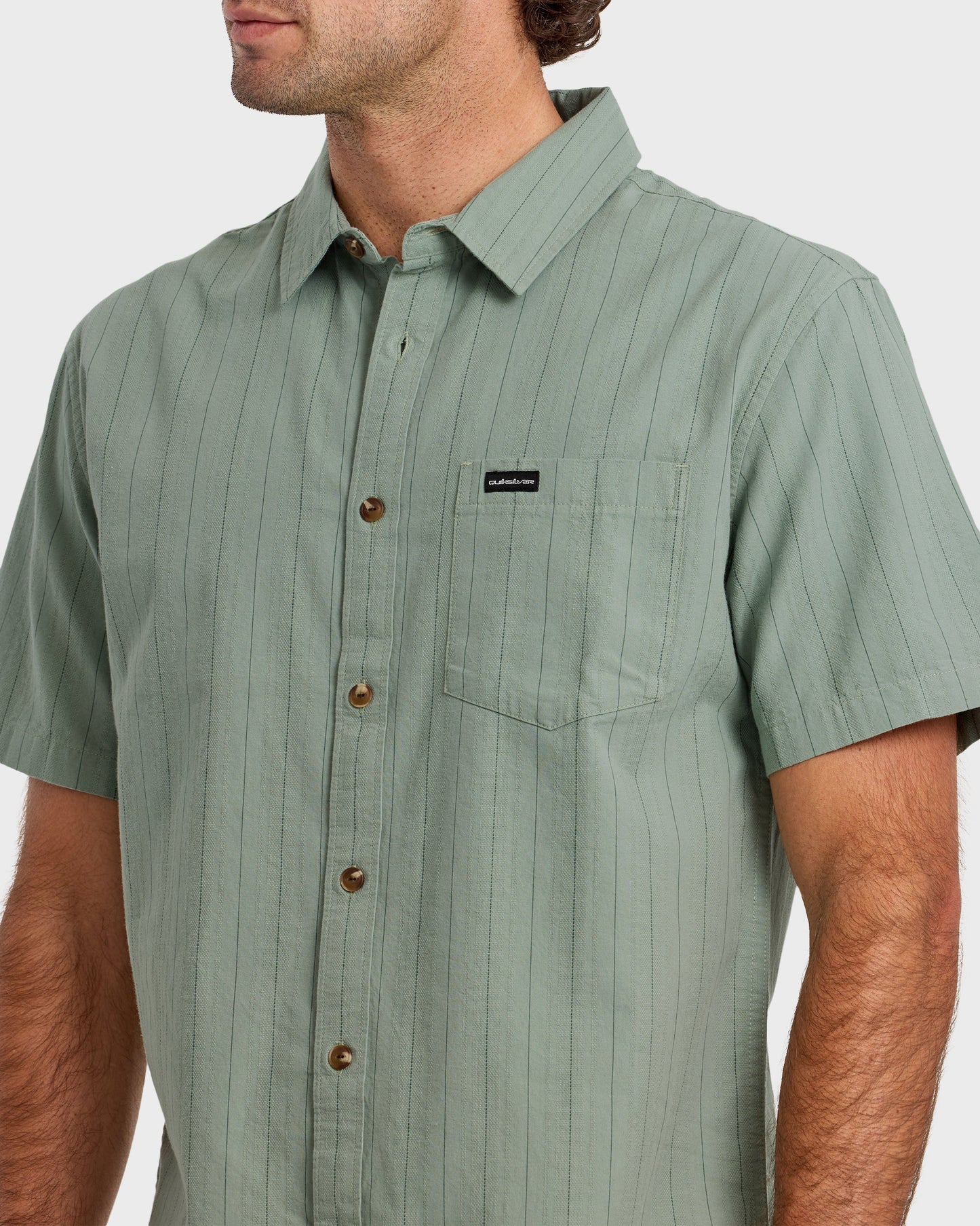 Dobby Stripe Classic Short Sleeve Shirt - Lily Pad