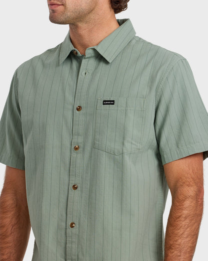 Dobby Stripe Classic Short Sleeve Shirt - Lily Pad