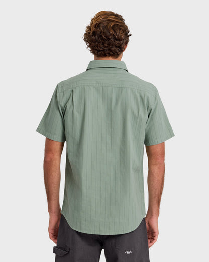 Dobby Stripe Classic Short Sleeve Shirt - Lily Pad