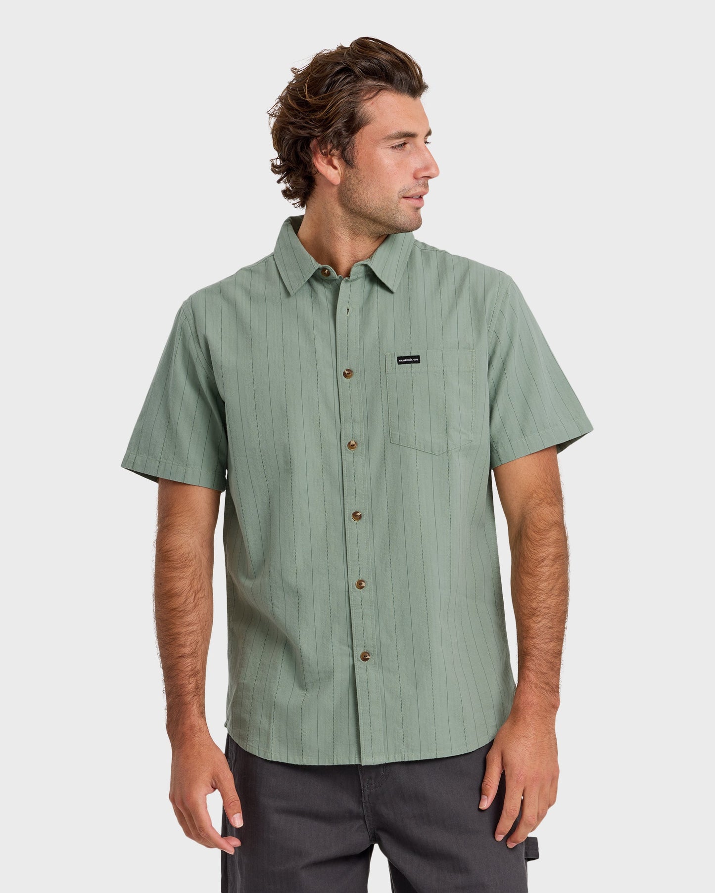 Dobby Stripe Classic Short Sleeve Shirt - Lily Pad