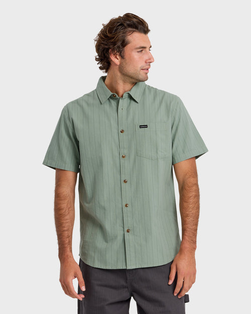 Dobby Stripe Classic Short Sleeve Shirt - Lily Pad