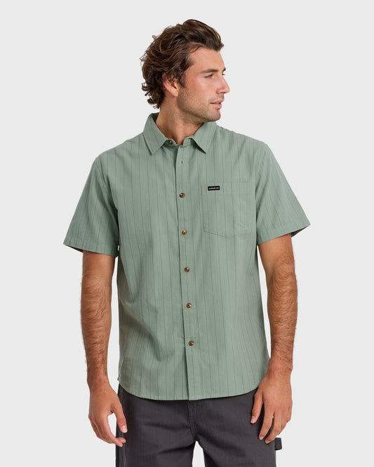 Dobby Stripe Classic Short Sleeve Shirt - Lily Pad