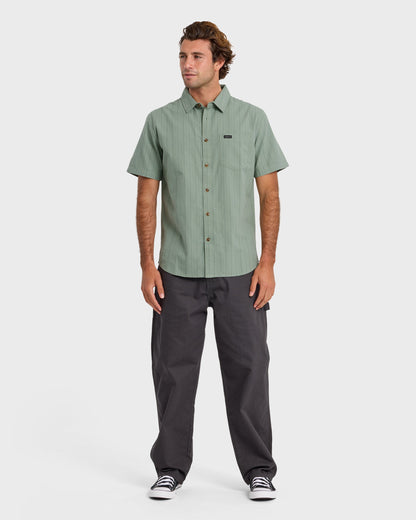 Dobby Stripe Classic Short Sleeve Shirt - Lily Pad