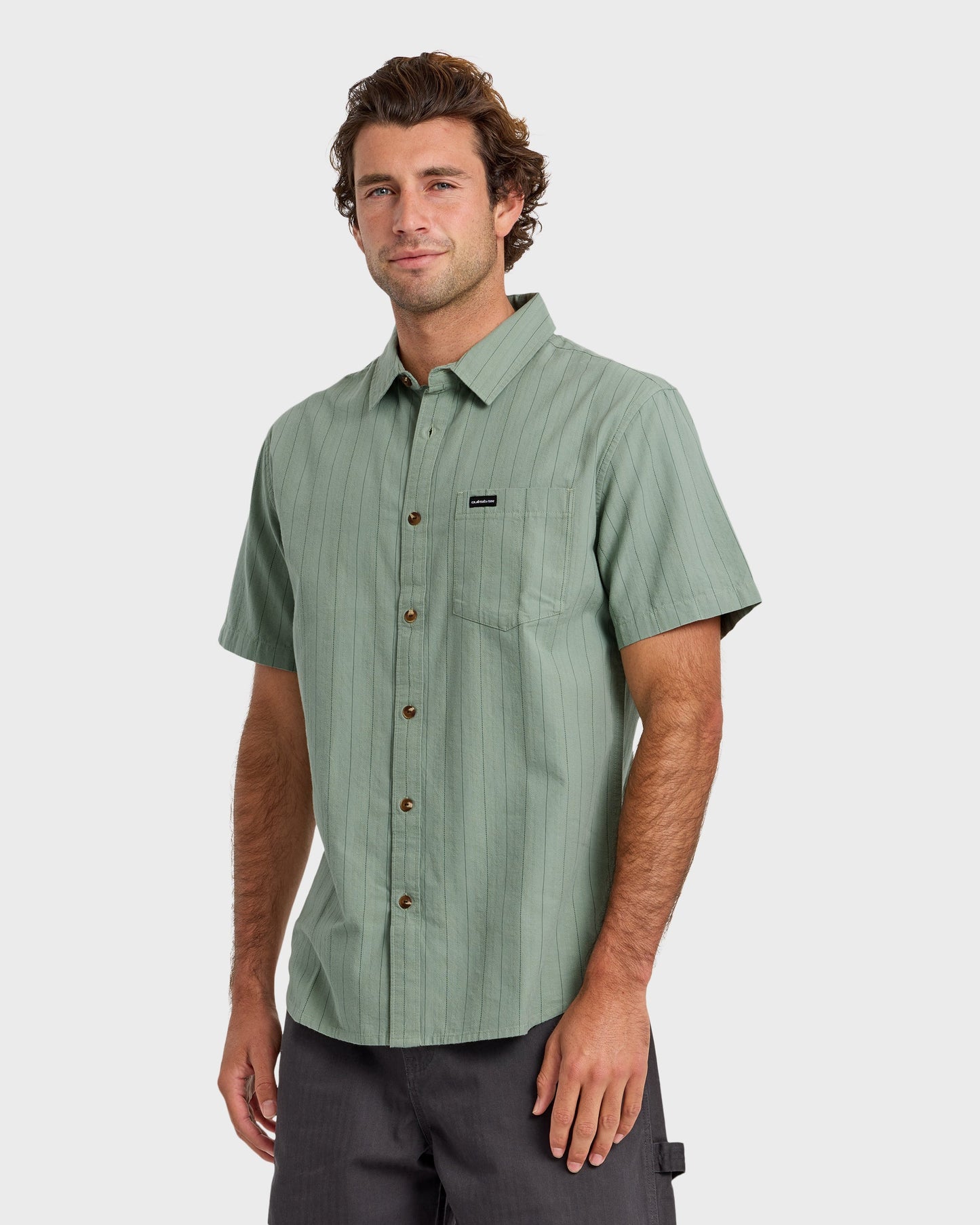 Dobby Stripe Classic Short Sleeve Shirt - Lily Pad