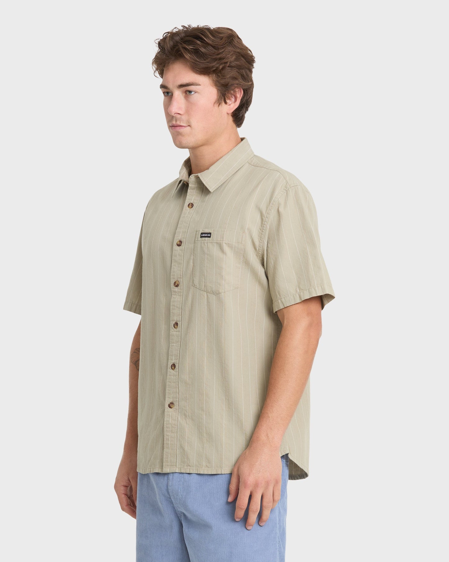 Dobby Stripe Classic Short Sleeve Woven Shirt - Seneca Rock